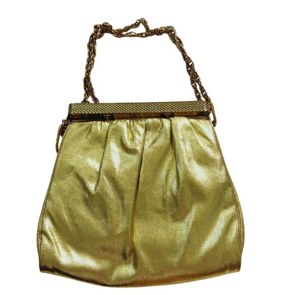Vintage 1950s Gold Lamé Evening Bag - Picture 2 of 15